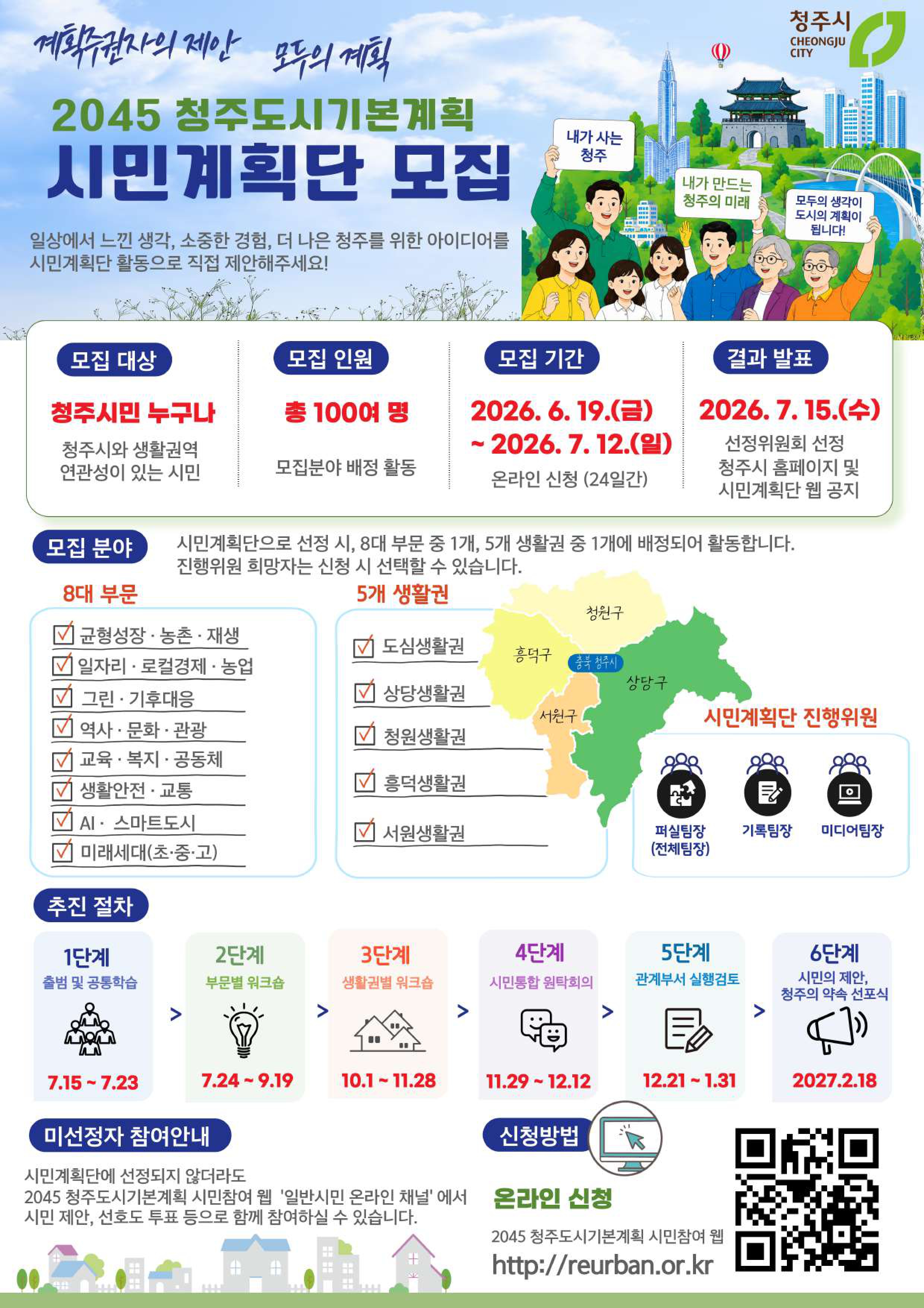 2045 청주도시기본계획 [계획주권자의 제안-모두의 계획] 시민계획단 모집 1번째 파일 - 자세한 내용은 본문 참조